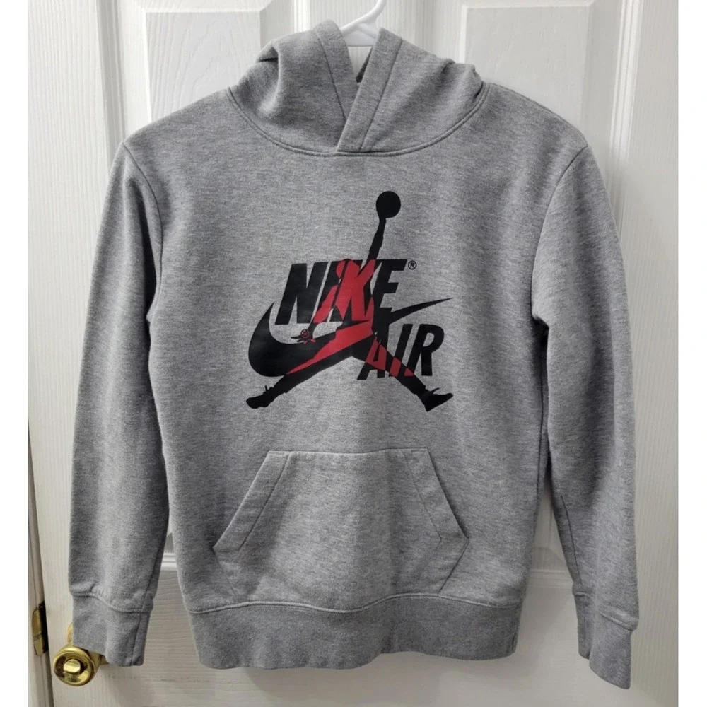 Nike Air Jordan Hoodie Sweatshirt Kids Size Medium Gray
